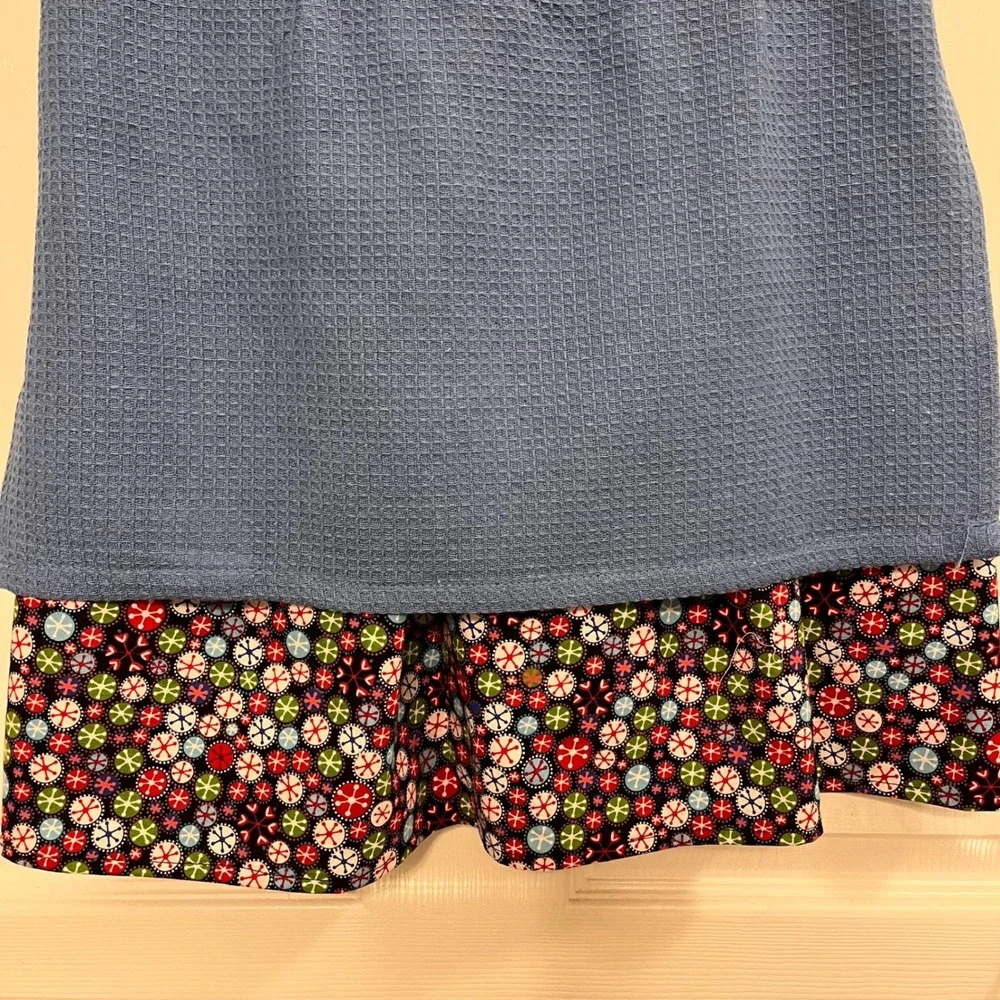 Handmade Blue Waffle Weave Holiday Snowflake Wrap Waist Apron Georgia USA XS-L
